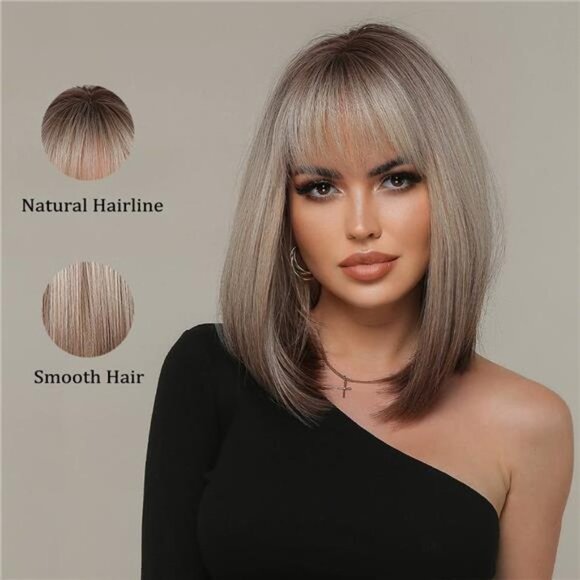 Women Cosplay Daily Natural Hair Wig Heat Resistant Fiber - Brown Blonde 2067 main image 6